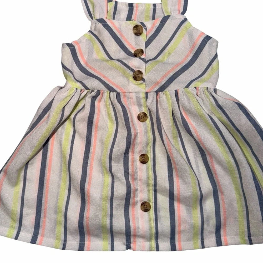 Baby Girls Pastel Striped Sundress Bloomers Set Size 9-12M Button Front